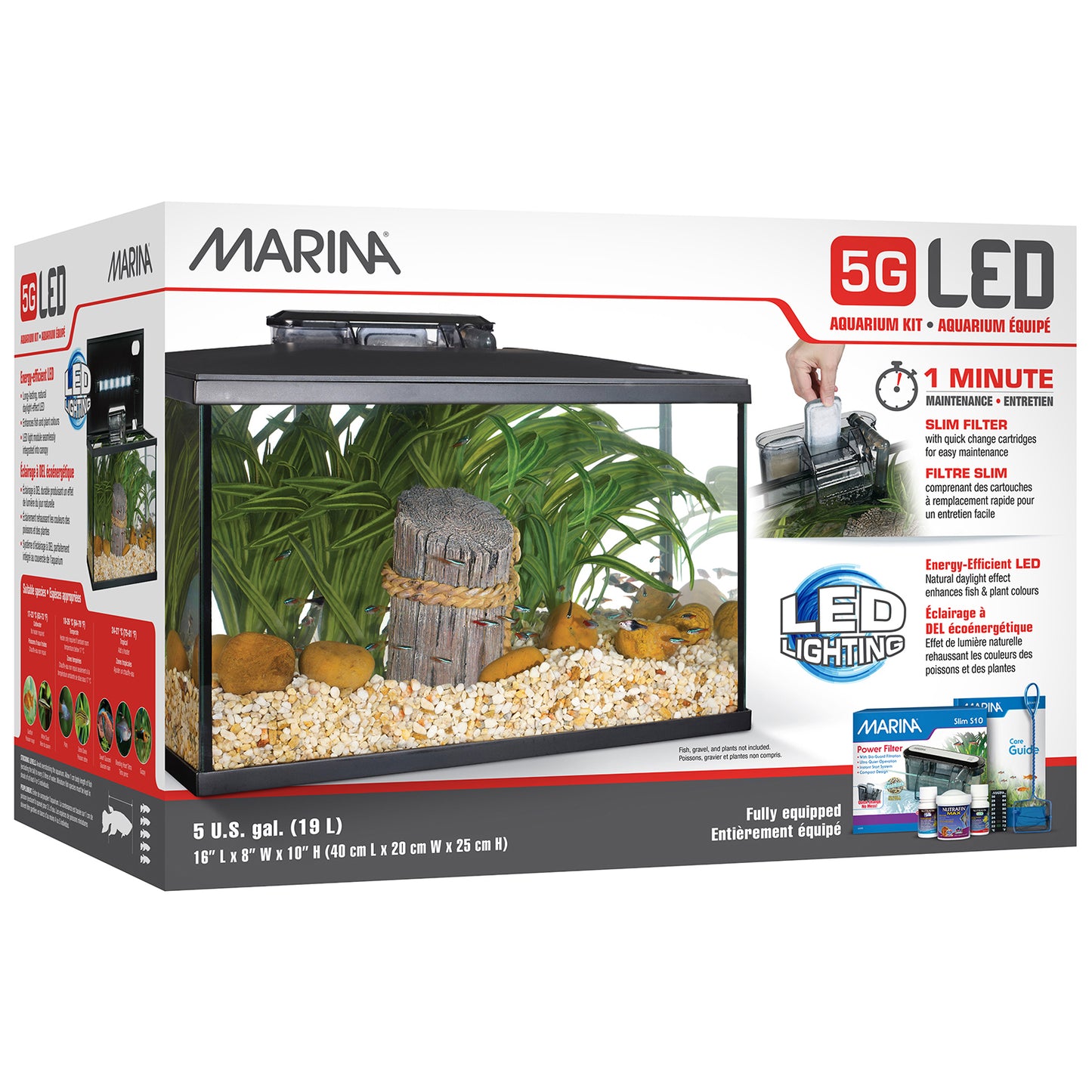 Aquarium équipé 5G Marina avec DEL, 19 L (5 gal US)