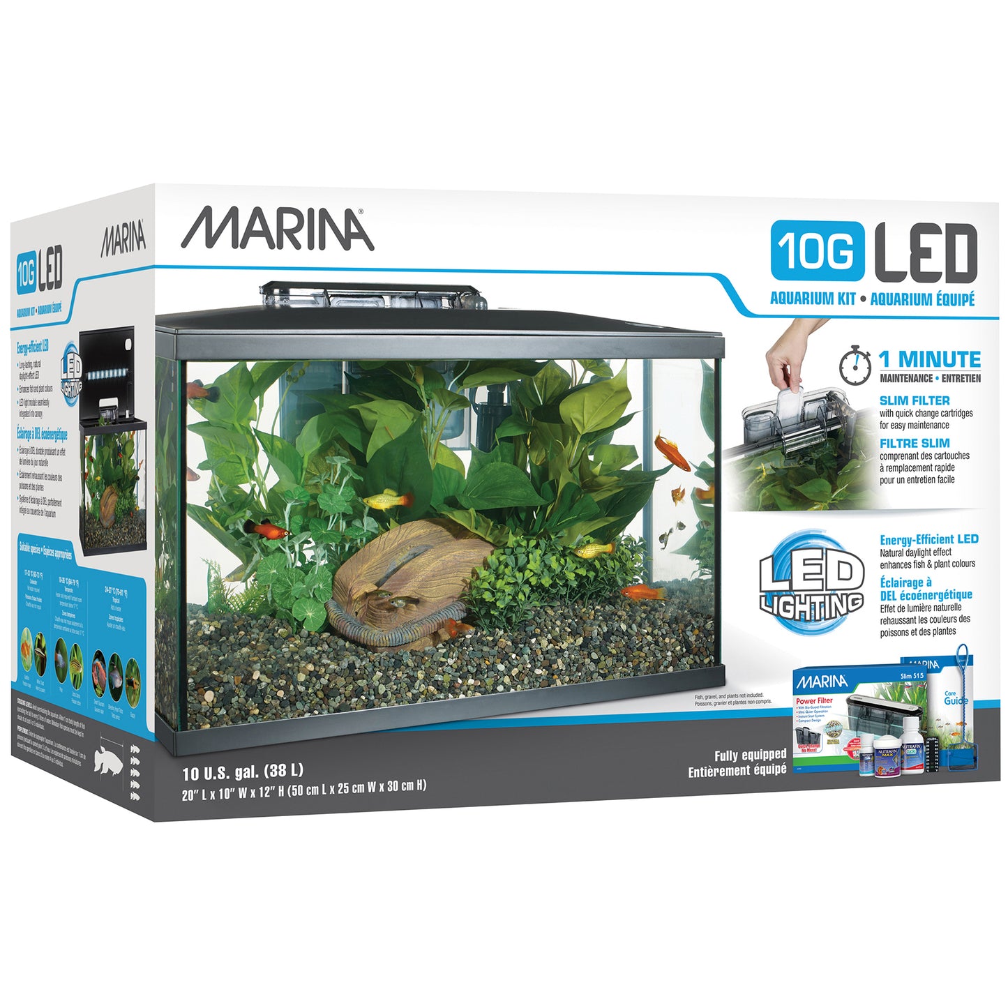 Aquarium équipé 10G Marina avec DEL, 38 L (10 gal US)