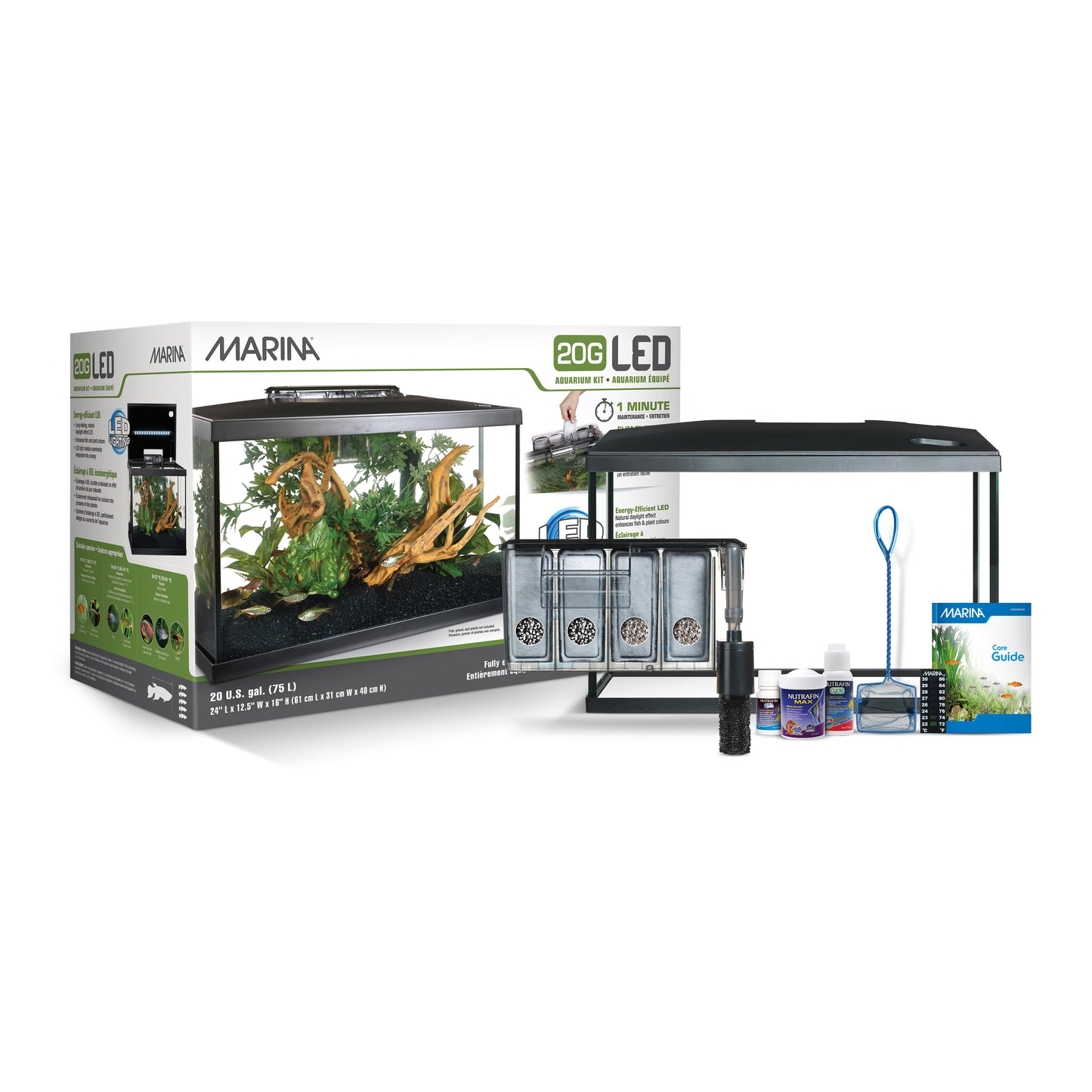 Aquarium équipé 20G Marina avec DEL, 75 L (20 gal US)