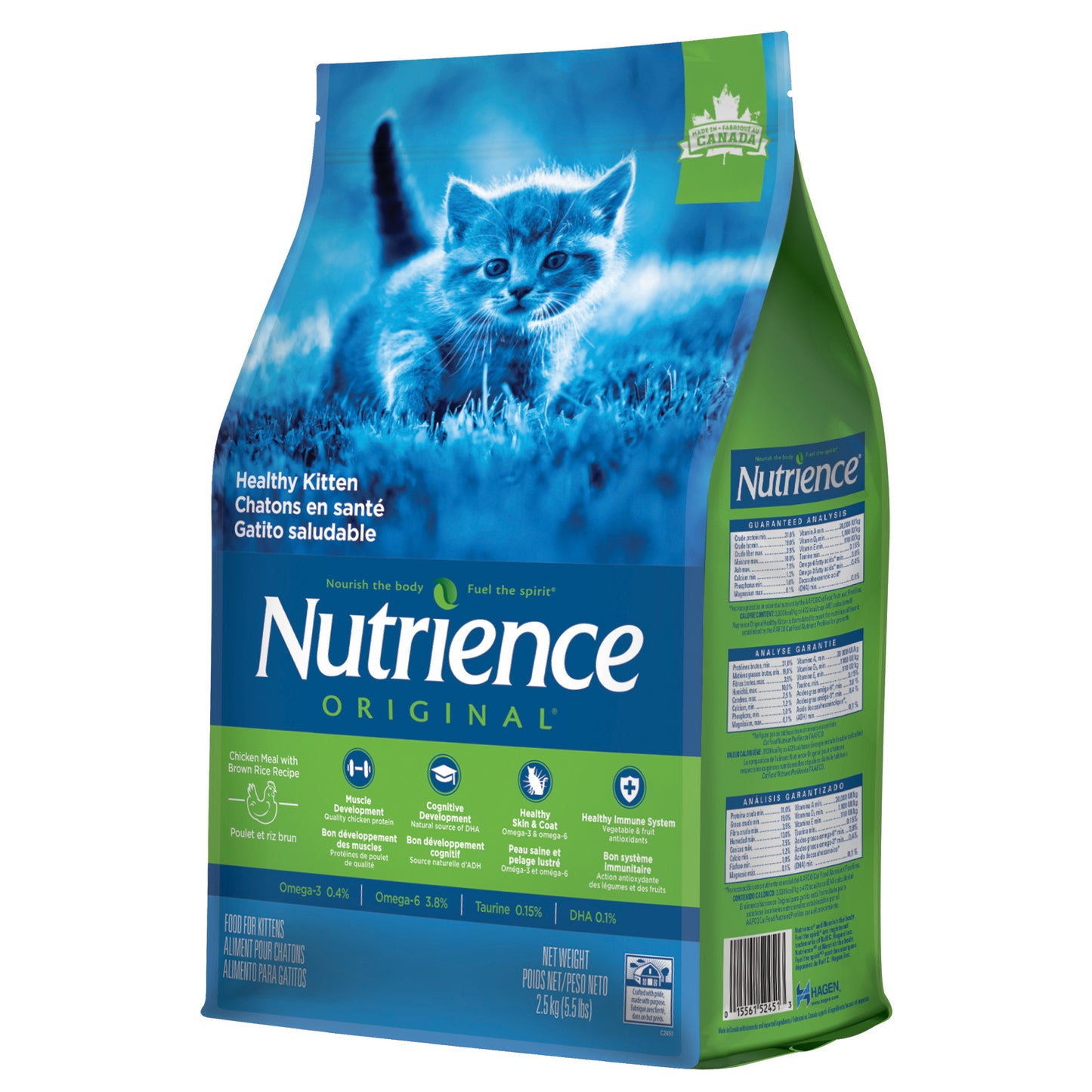 Nourriture Nutrience Original, Chatons en santé, Poulet avec riz brun, 2,5 kg