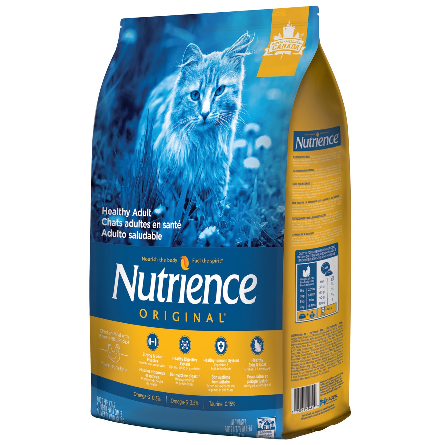 Nourriture Nutrience Original, Chats adultes en santé, Poulet avec riz brun, 5 kg