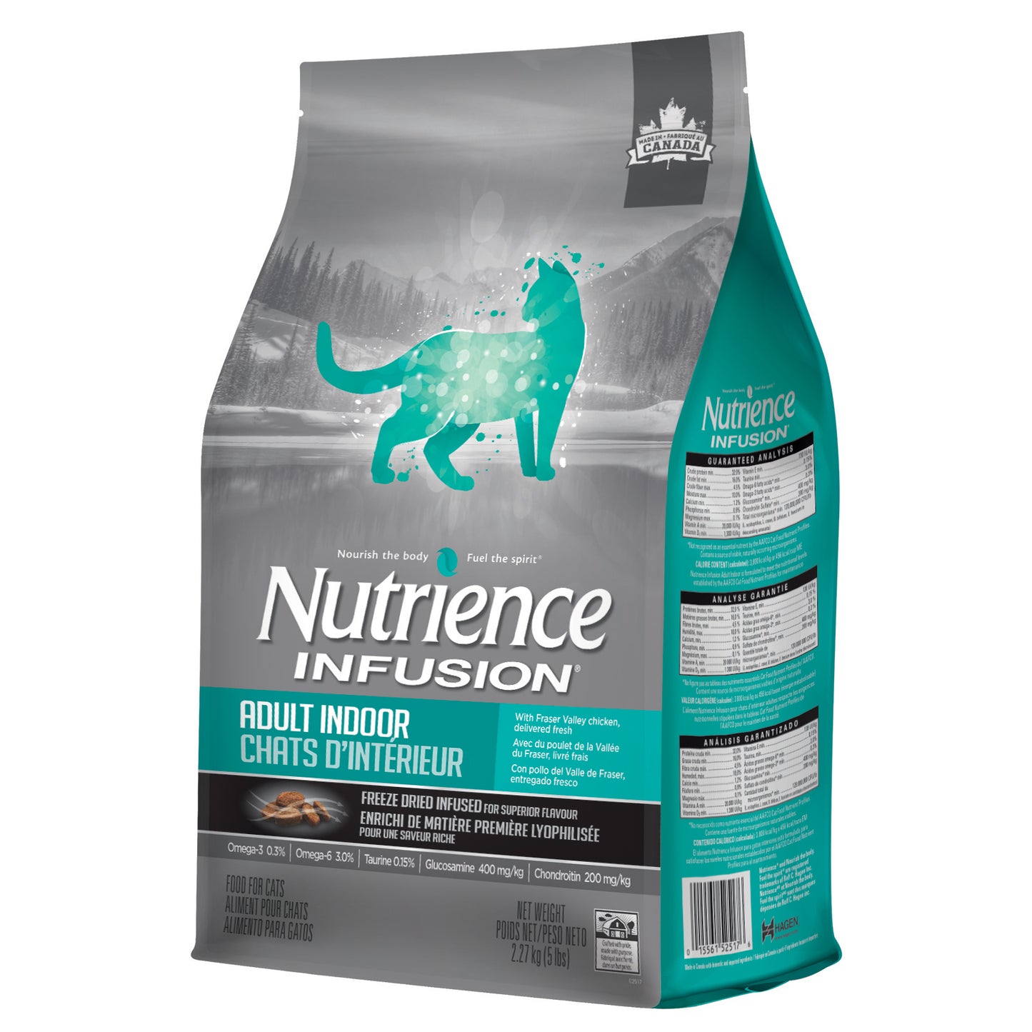 Nourriture Nutrience Infusion, Chats d’intérieur adultes, Poulet, 2,27 kg