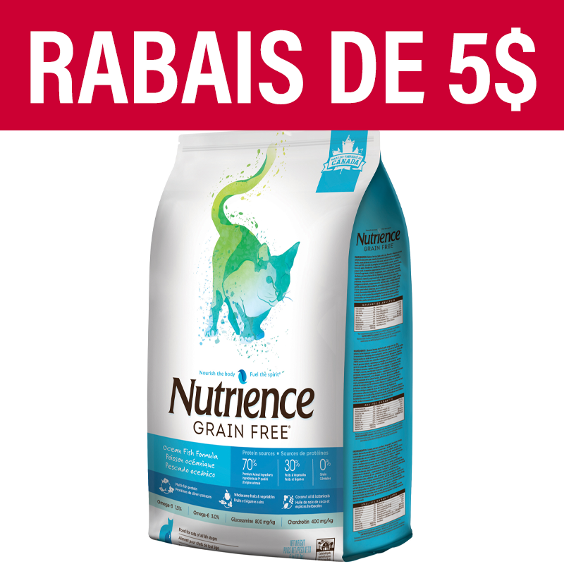 Nourriture Nutrience Sans grains pour chats, Poisson océanique, 5 kg
