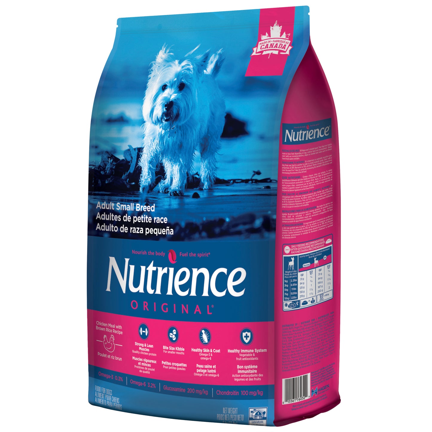 Aliment Nutrience Original pour adultes de petite race, Poulet et riz brun, 5 kg (11 lbs)