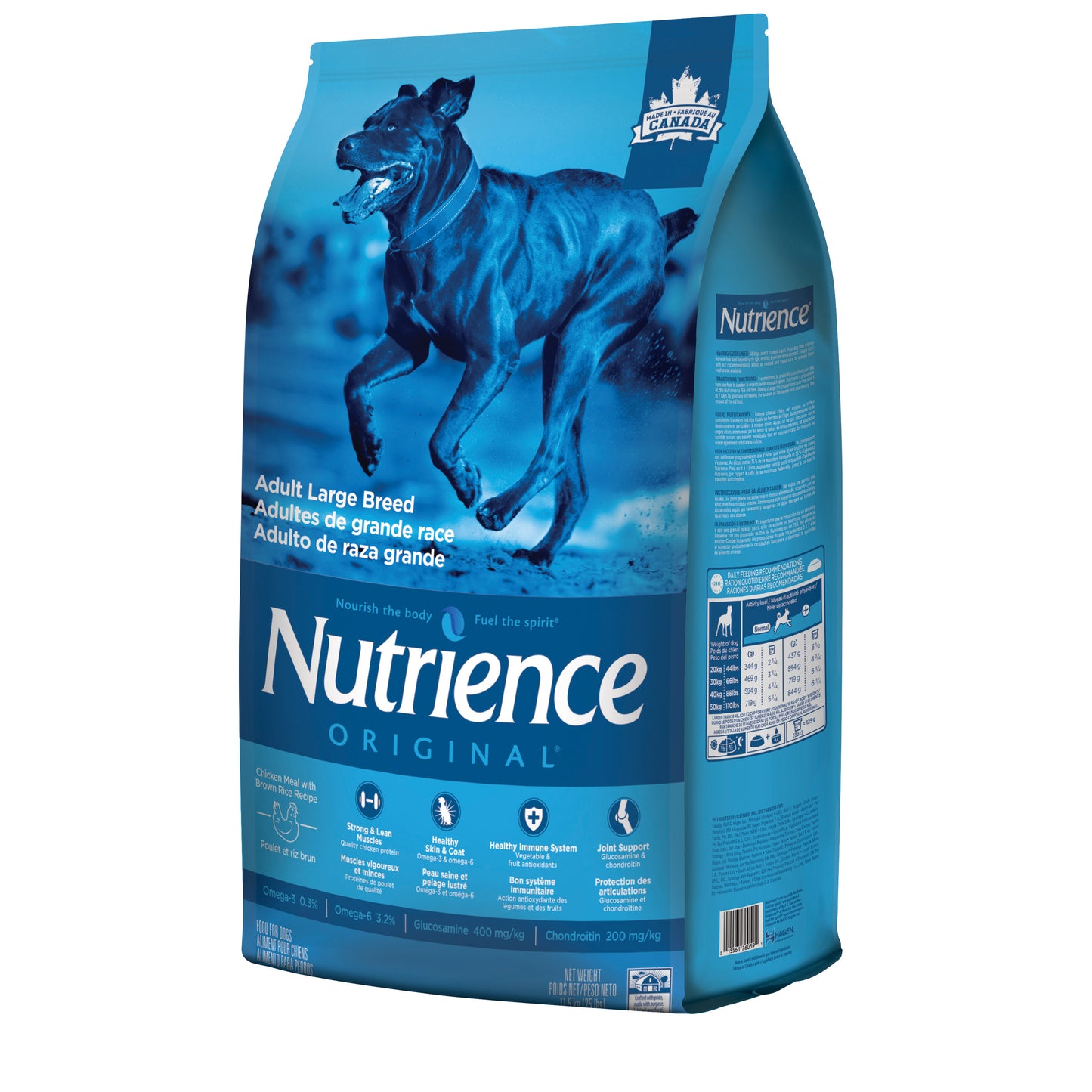 Aliment Nutrience Original pour adultes de grande race, Poulet et riz brun, 11,5 kg (25 lbs)