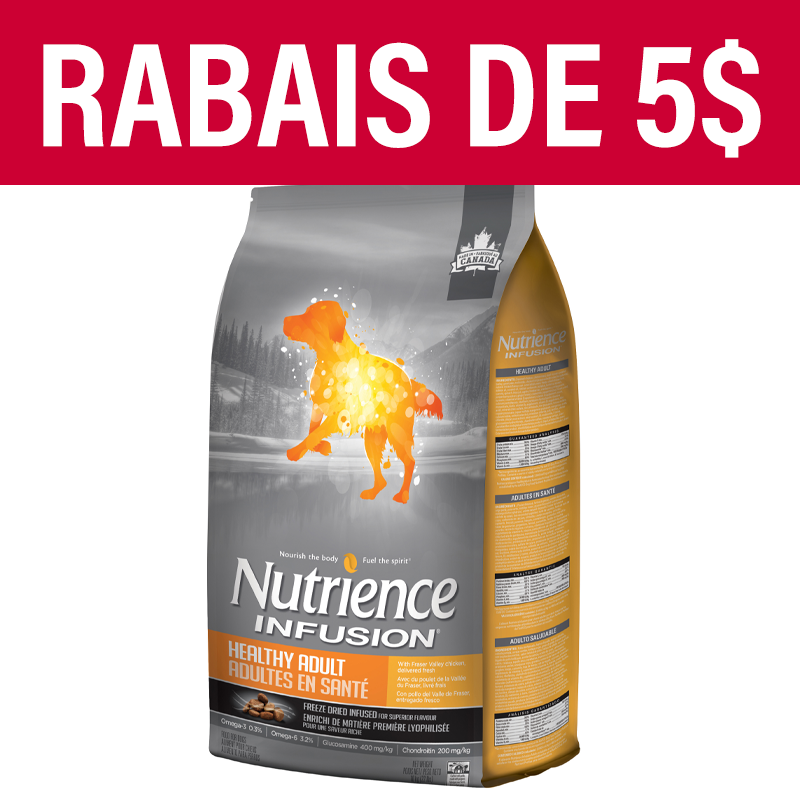 Aliment Nutrience Infusion pour chiens adultes en santé, Poulet, 10 kg (22 lbs)