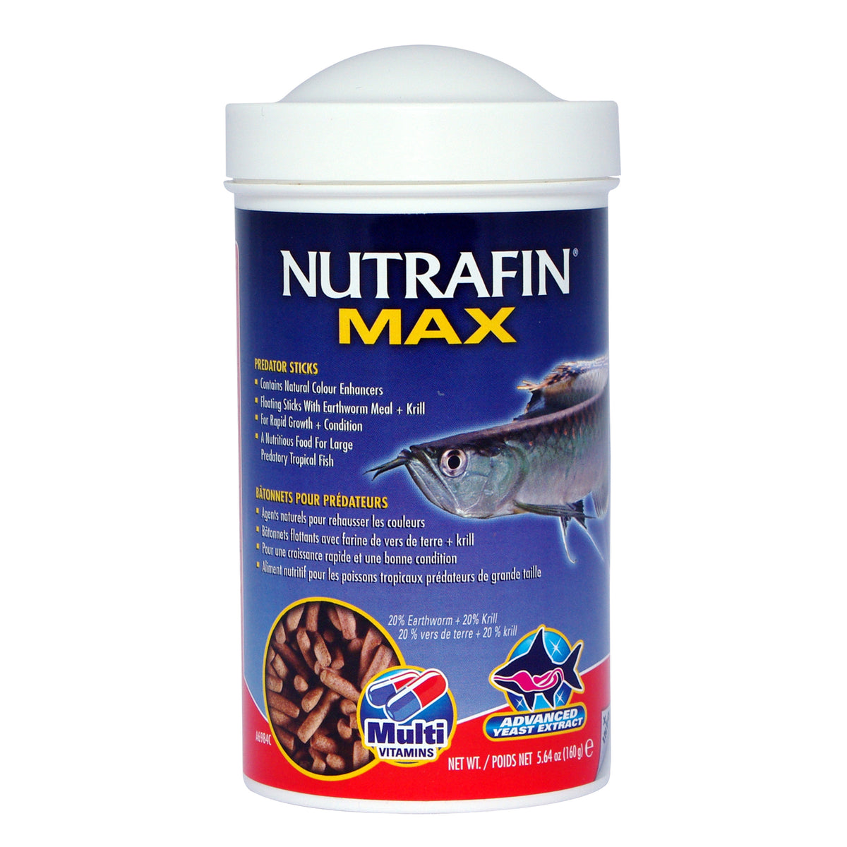 Bâtonnets Nutrafin Max pour prédateurs, 160 g (5,64 oz)