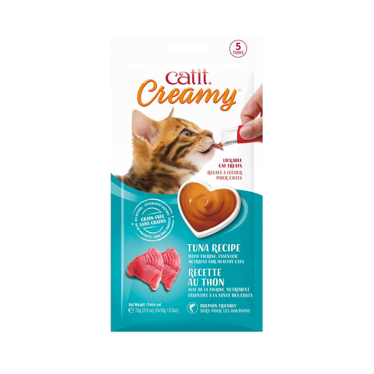 Gâteries crémeuses Catit Creamy à lécher, Thon, 75 g (2,6 oz), paquet de 5
