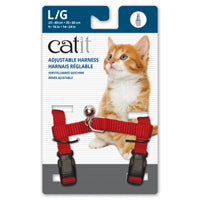 Harnais réglable Catit en nylon, rouge, grand, 35-60 cm (14-24 po)