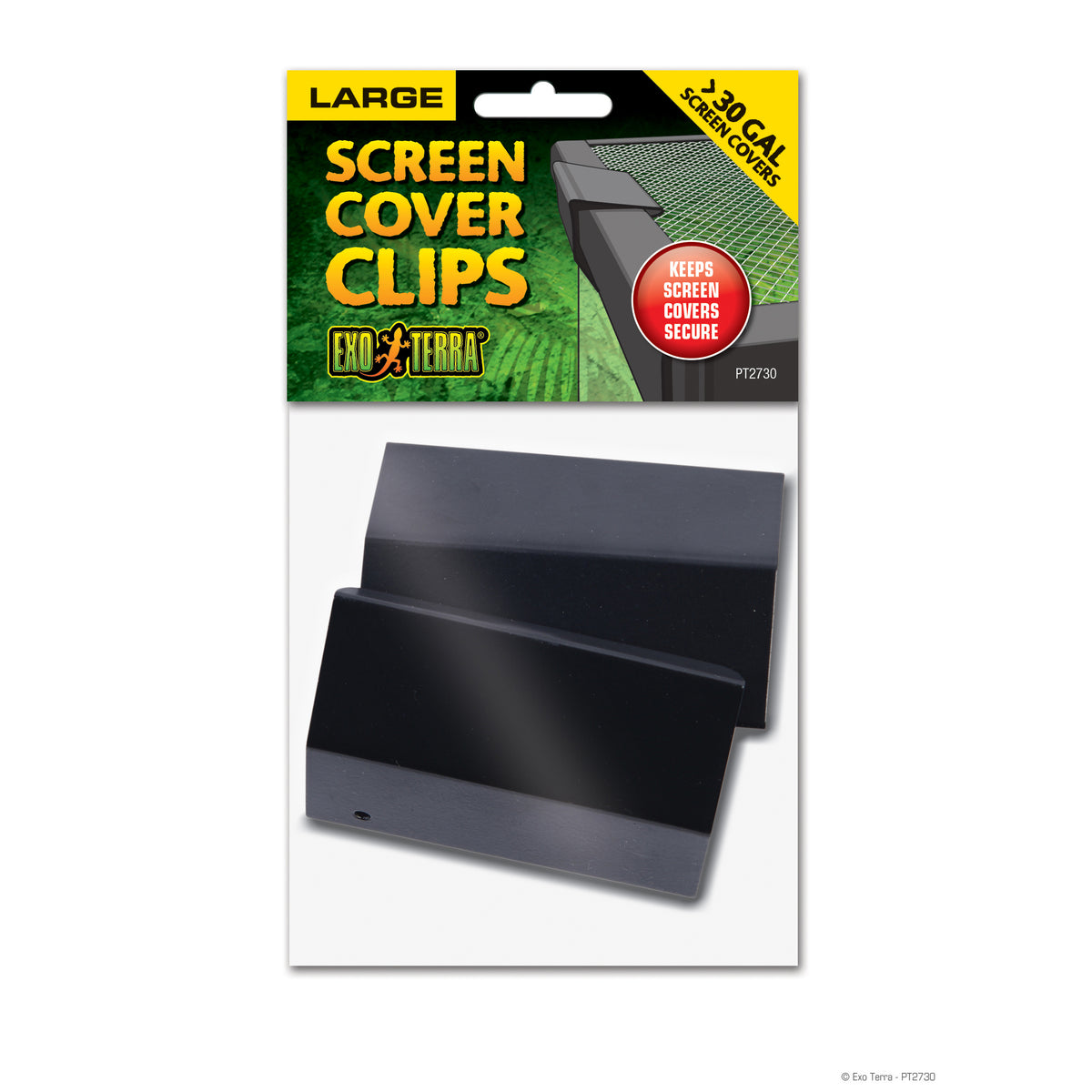 Pinces Exo Terra pour couvercle grillagé en métal, grandes, pour bacs de 114 L (30 gal) et plus, paquet de 2