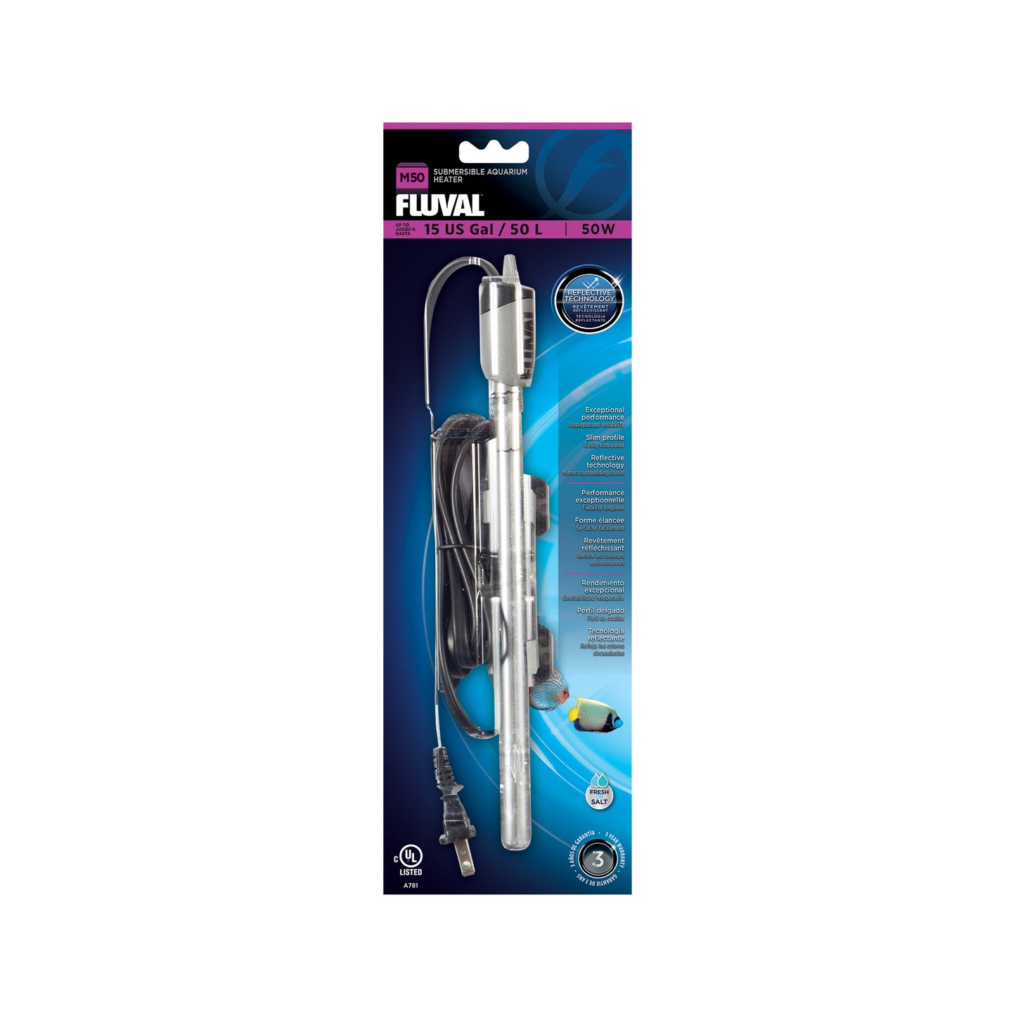 Chauffe-eau submersible M50 Fluval 50 W jusqu’à 50 L