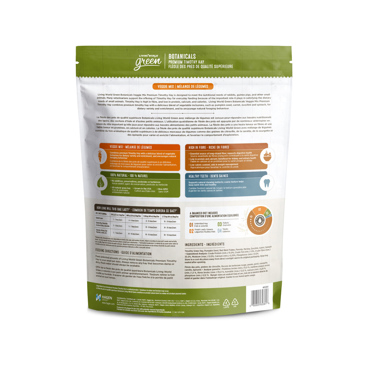 Fléole des prés Botanicals Living World Green de qualité supérieure, Mélange de légumes, 680 g