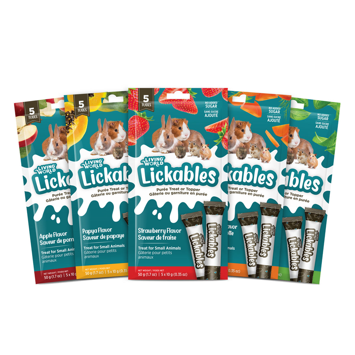 Gâteries Lickables Living World pour petits animaux, saveur de papaye, 5 tubes (10 g)