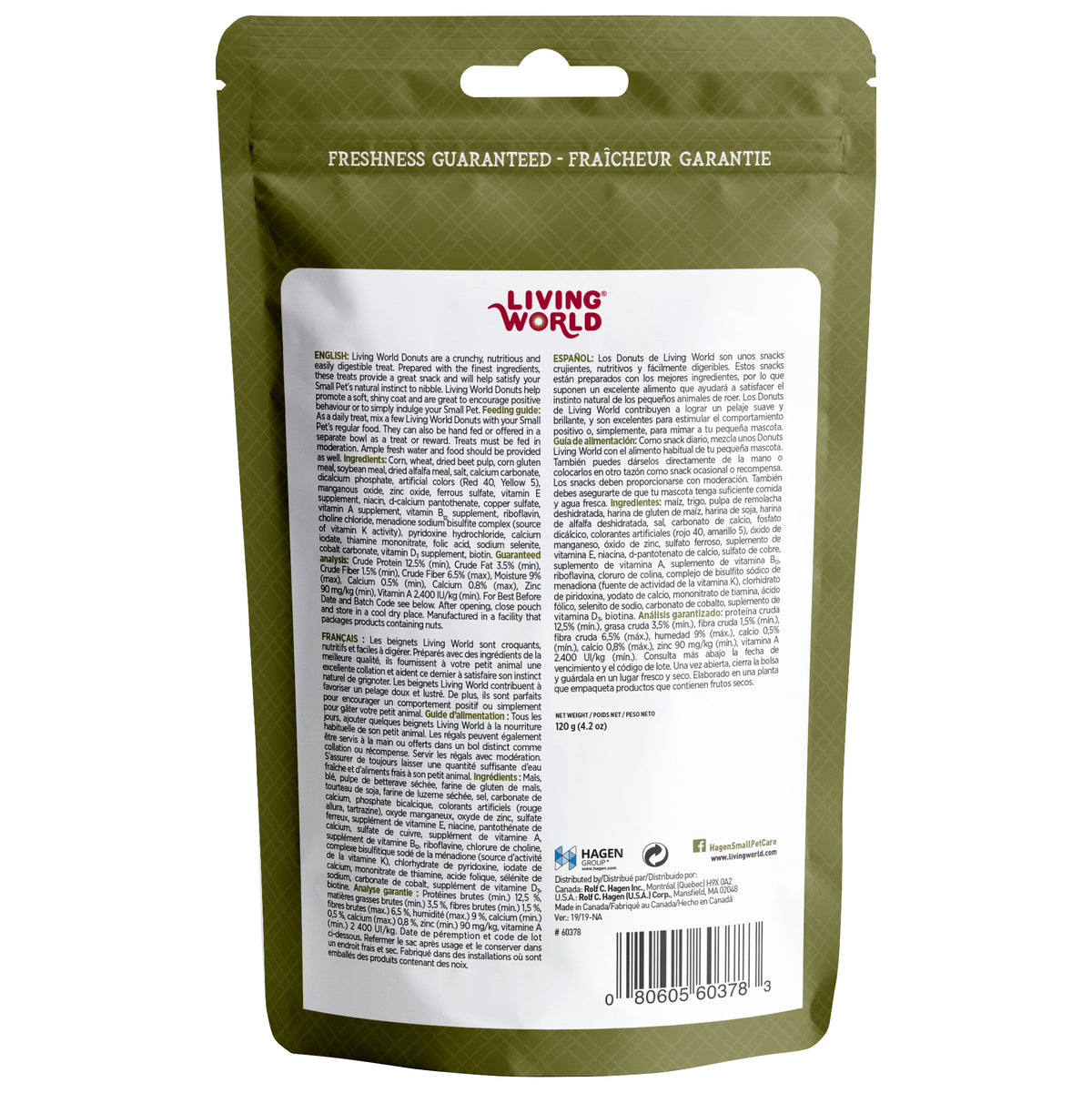 Gâteries Living World pour petits animaux, beignets, 120 g (4,2 oz)