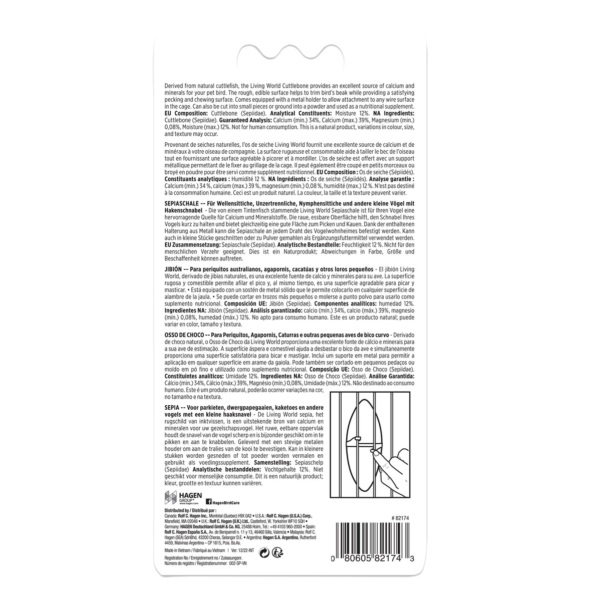 Os de seiche Living World avec attache, moyen, 13,515 cm (56 po)