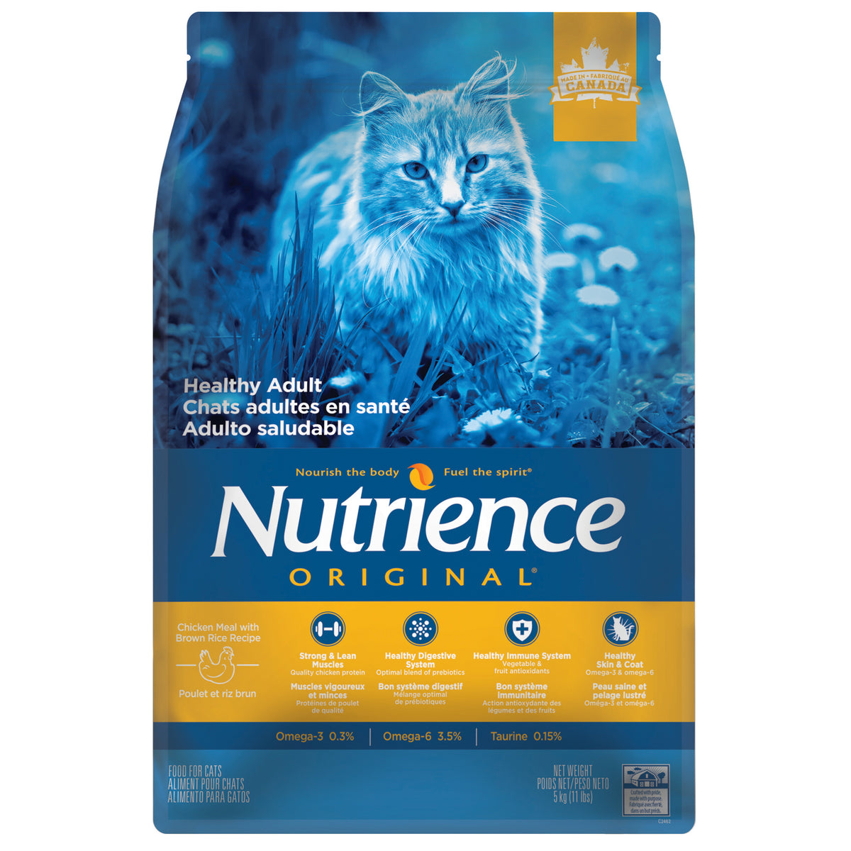 Nourriture Nutrience Original, Chats adultes en santé, Poulet avec riz brun, 5 kg