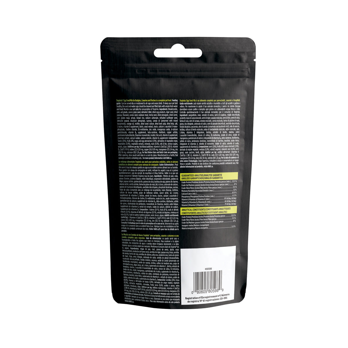 Mélange aux œufs Tropimix pour perruches ondulées, serins et pinsons, 185 g (6,5 oz)