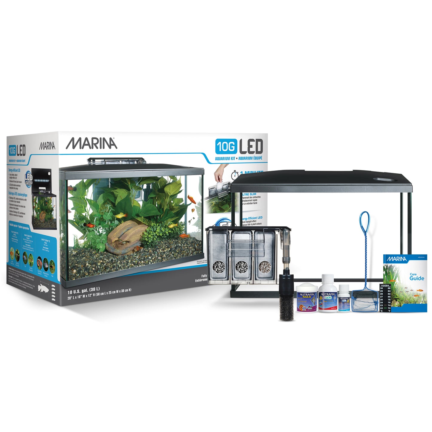 Aquarium équipé 10G Marina avec DEL, 38 L (10 gal US)