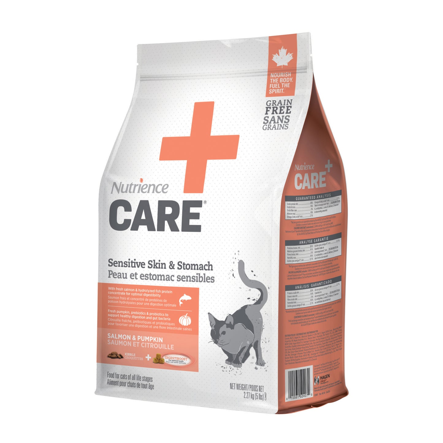 Nourriture Nutrience Care, Peau et estomac sensibles pour chats, 2,27 kg