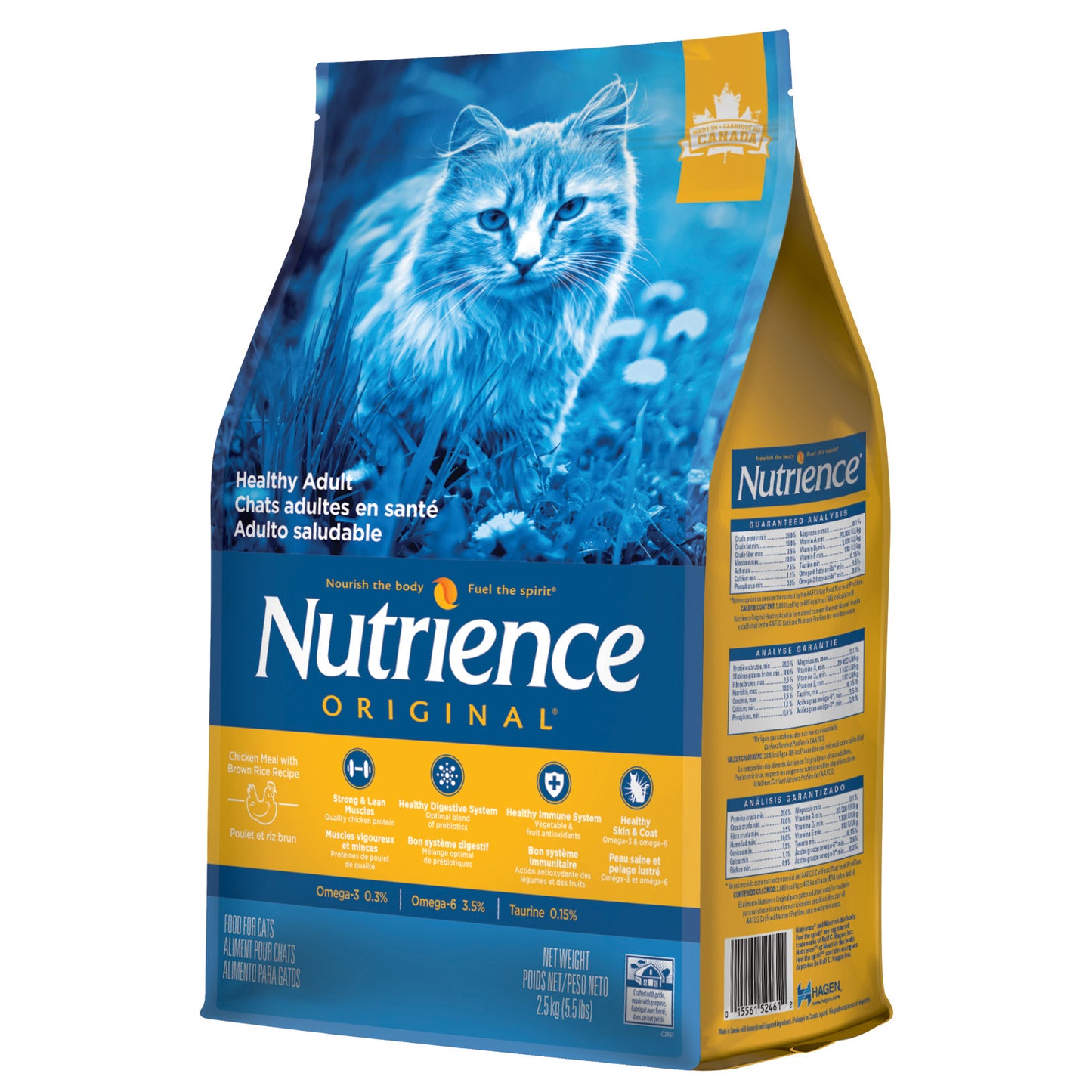 Nourriture Nutrience Original, Chats adultes en santé, Poulet avec riz brun, 2,5 kg