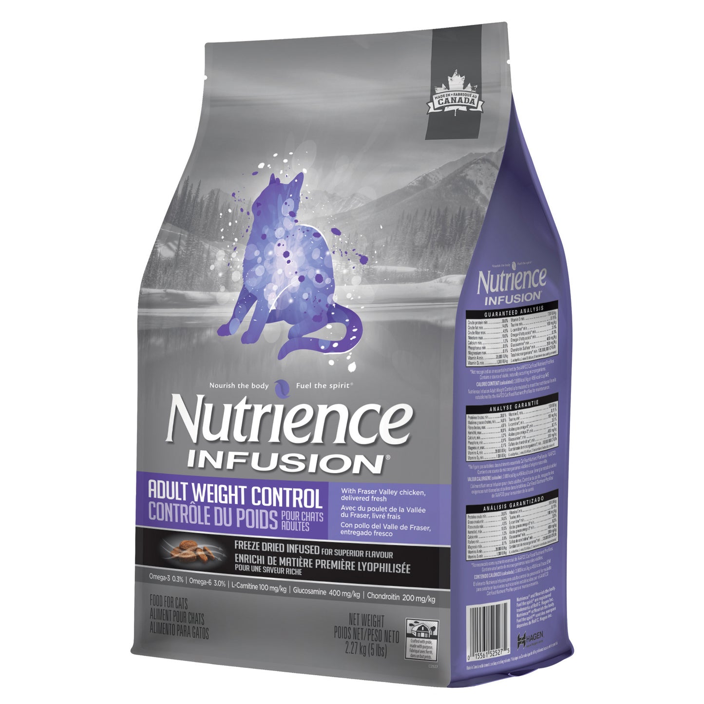 Nourriture Nutrience Infusion, Chats adultes, Contrôle du poids, Poulet, 2,27 kg