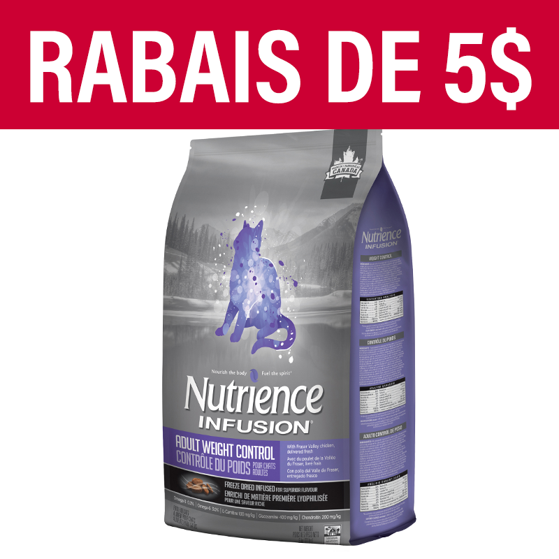 Nourriture Nutrience Infusion, Chats adultes, Contrôle du poids, Poulet, 5 kg