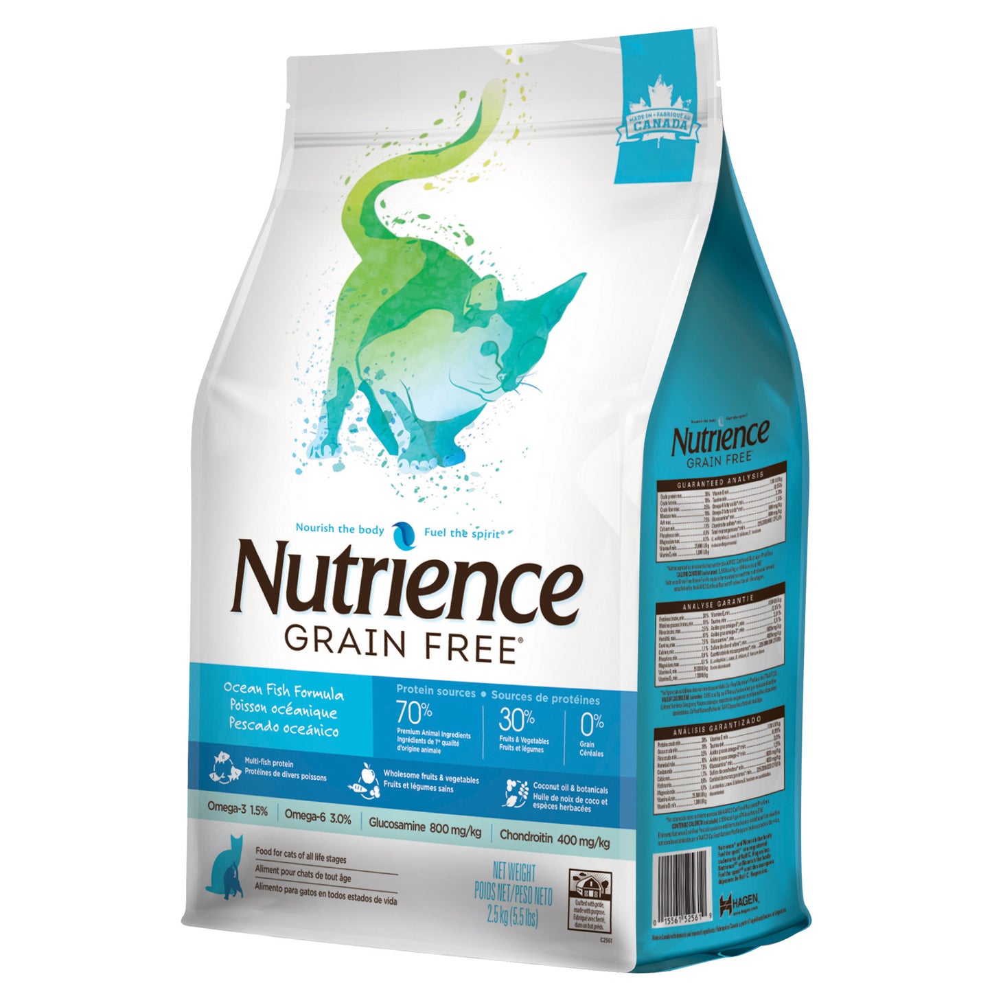 Nourriture Nutrience Sans grains pour chats, Poisson océanique, 2,5 kg
