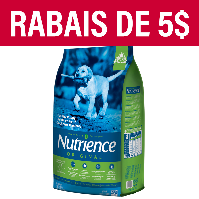 Aliment Nutrience Original pour chiots en santé, Poulet et riz brun, 11,5 kg (25 lbs)