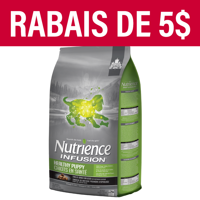 Aliment Nutrience Infusion pour chiots en santé, poulet, 10 kg (22 lbs)