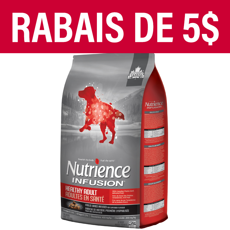 Aliment Nutrience Infusion pour chiens adultes en santé, Bœuf, 10 kg (22 lbs)