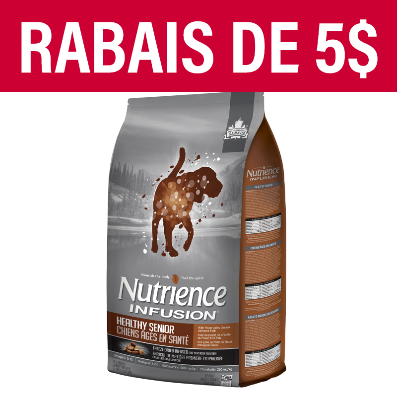 Aliment Nutrience Infusion pour chiens âgés en santé, 10 kg (22 lbs)