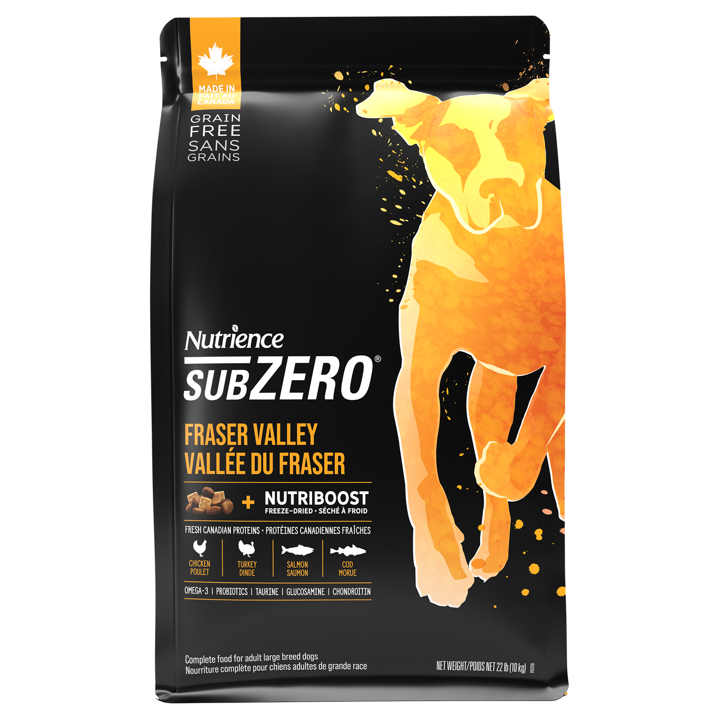 Aliment Subzero Nutrience Sans grains pour chiens, formulation Vallée du Fraser, 10 kg (22 lbs)