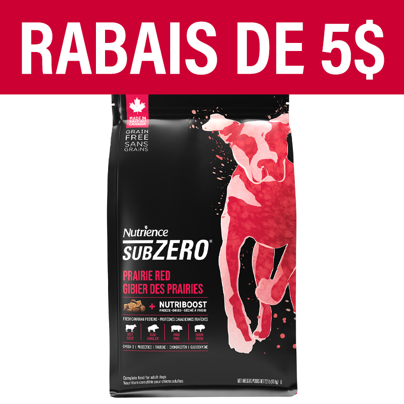 Aliment Subzero Nutrience Sans grains pour chiens, formulation Gibier des Prairies, 10 kg (22 lbs)