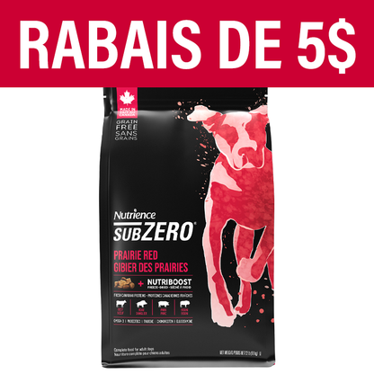 Aliment Subzero Nutrience Sans grains pour chiens, formulation Gibier des Prairies, 10 kg (22 lbs)