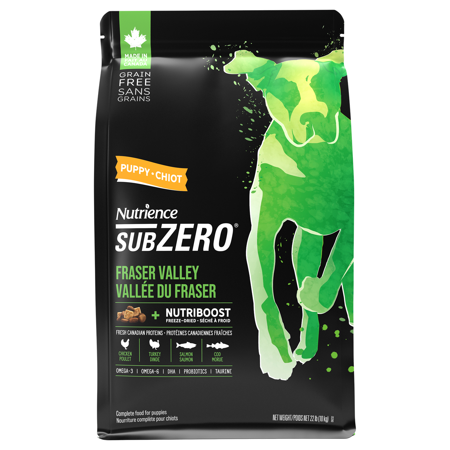 Aliment Subzero Nutrience Sans grains pour chiots en santé, formulation Vallée du Fraser, 10 kg (22 lbs)