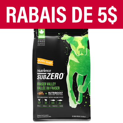 Aliment Subzero Nutrience Sans grains pour chiots en santé, formulation Vallée du Fraser, 10 kg (22 lbs)