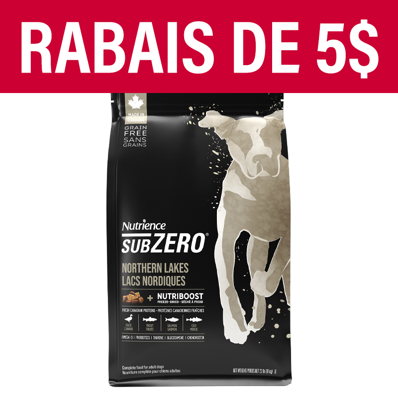 Aliment Subzero Nutrience Sans grains Lacs nordiques pour chiens, 10 kg (22 lbs)