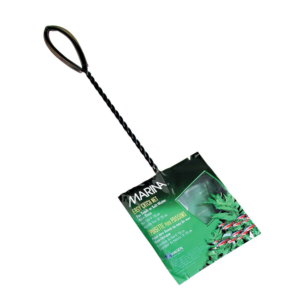 Épuisette Easy Catch Marina, noire, 10 cm (4 po), avec manche de 25 cm (10 po)