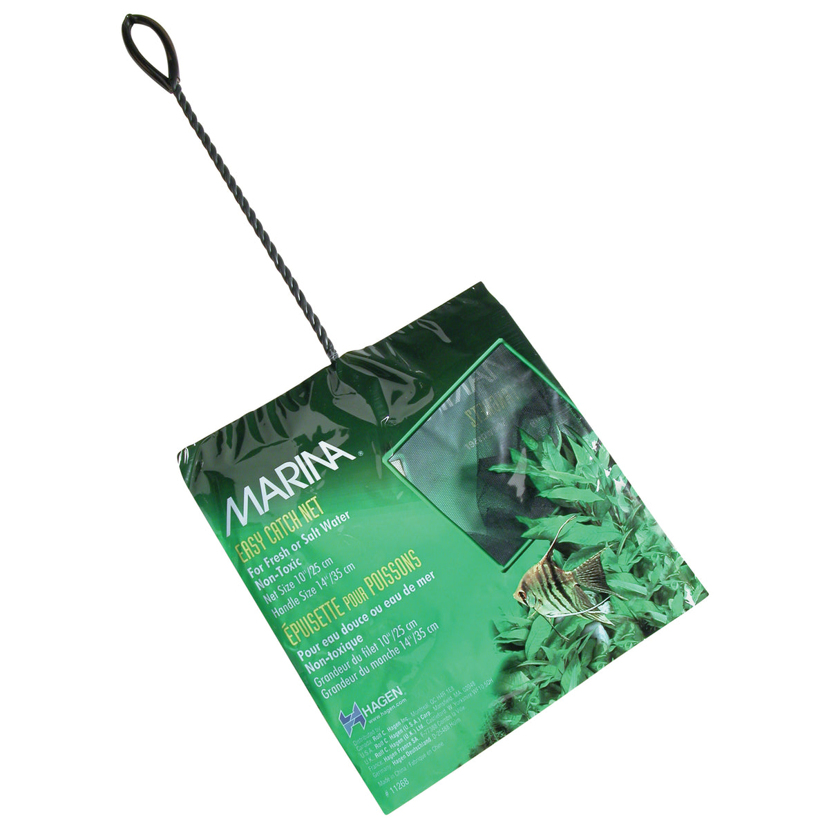 Épuisette Easy Catch Marina, noire, 25 cm (10 po), avec manche de 35 cm (14 po)