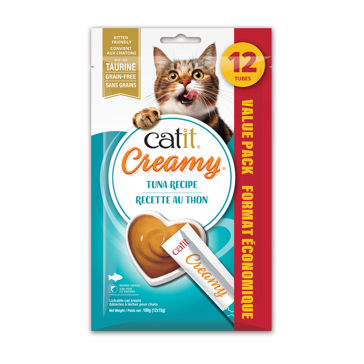 Gâteries crémeuses Catit Creamy à lécher, Thon, 180 g (6,3 oz), paquet de 12