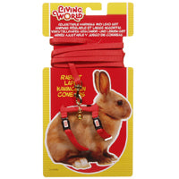Ensemble laisse et harnais réglable Living World pour lapin, rouge, laisse de 1,2 m (4 pi)