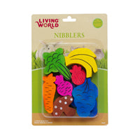 Jouets à gruger Nibblers Living World en bois, mélange de fruits et de légumes, paquet de 14