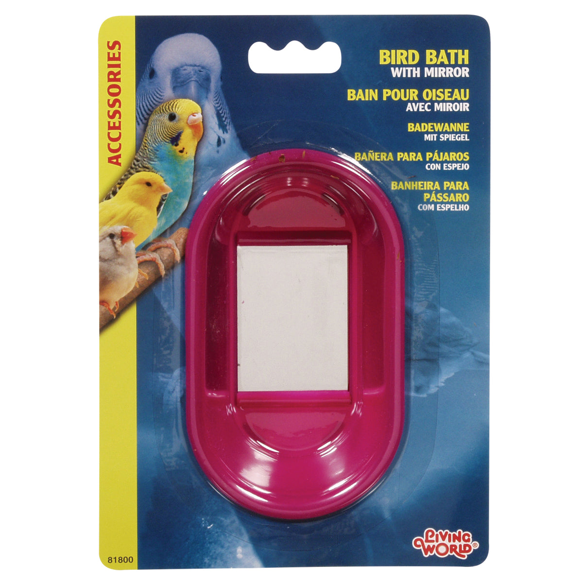 Baignoire intérieure Living World avec miroir pour oiseaux, ovale