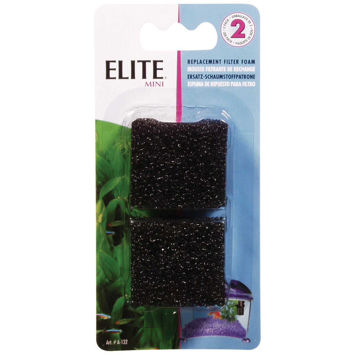 Mousses filtrantes pour filtre submersible Elite Mini, paquet de 2