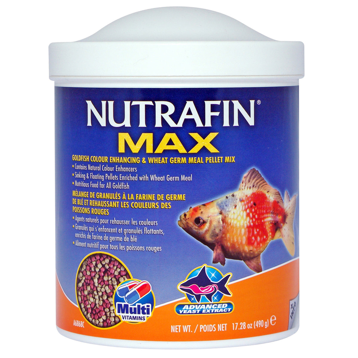 Mélange de granulés Nutrafin Max, farine de blé, pour les couleurs, poissons rouges, 490 g