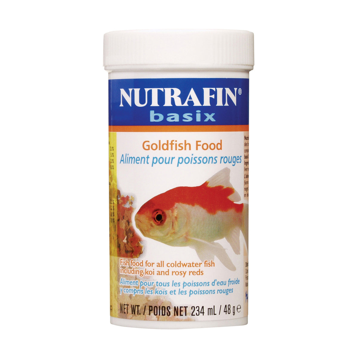 Flocons Nutrafin basix pour poissons rouges, bocal pour élevage, 48 g (1,7 oz)