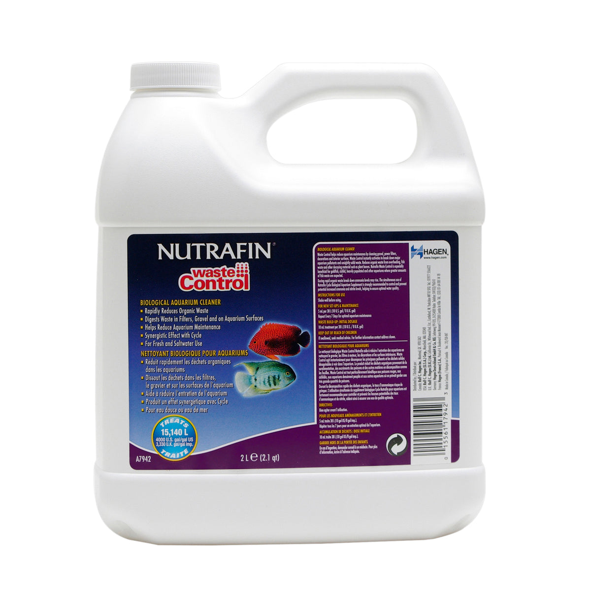 Nettoyant biologique Waste Control Nutrafin pour aquariums, 2 L (0,5 gal US)