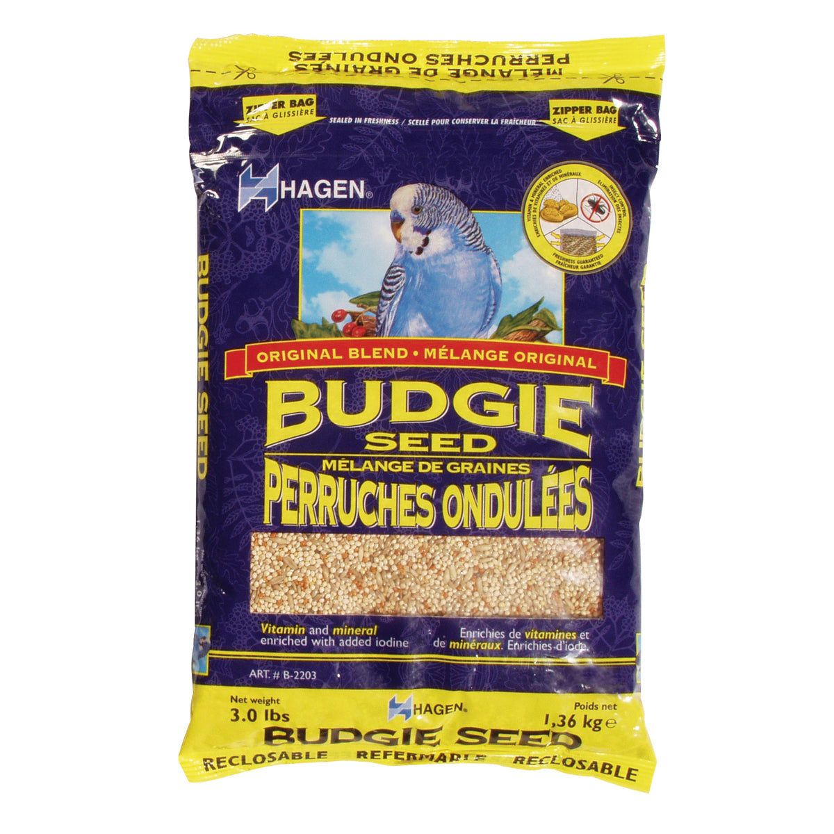 Mélange de graines de base EVM HARI pour perruches ondulées, 1,36 kg (3 lb)