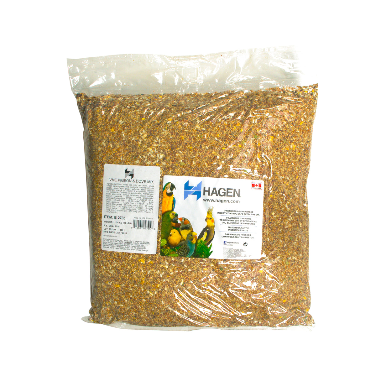 Mélange de graines de base EVM Hagen pour pigeons et colombes, 11,34 kg (25 lb)
