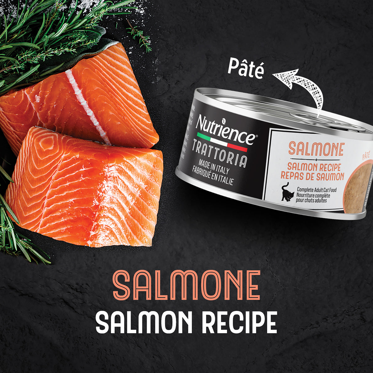 Nourriture Nutrience Trattoria pour chats, Pâté avec saumon, 85 g